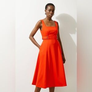 NWT- Karen Millen Tailored Utility Detailed Strappy Midi Dress